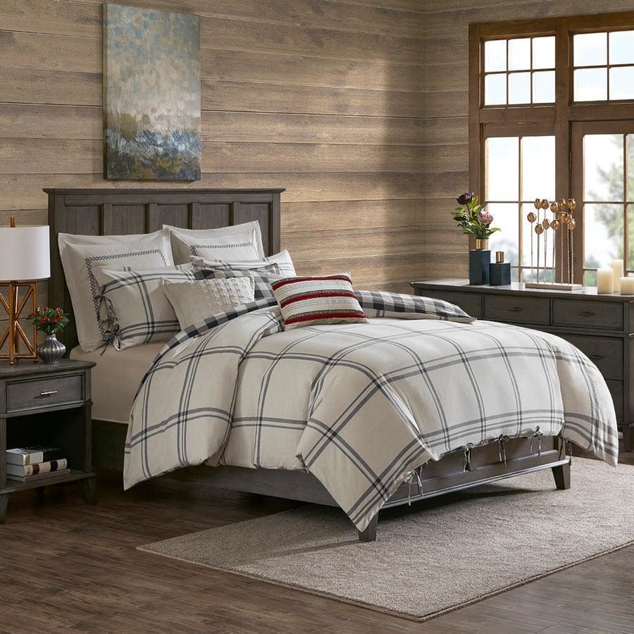 Willow King Oak Farm House Reversible Cotton Comforter Set Gray Olliix.com