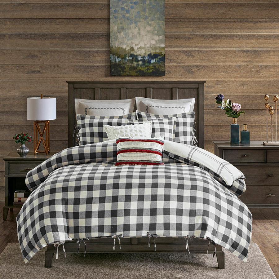 Willow Queen Oak Reversible Cotton Comforter Set Gray Olliix.com