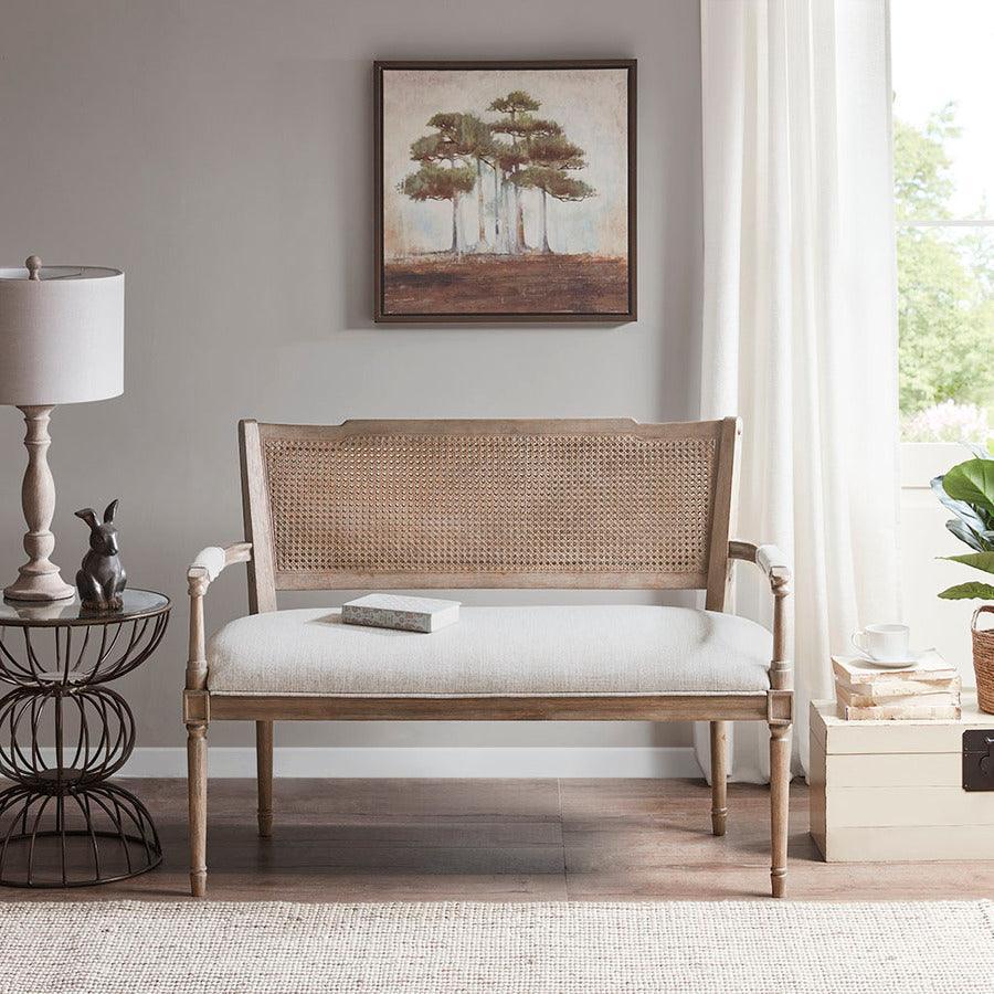 Willshire Farm House Settee 47.25"W x 25"D x 35"H Beige & Reclaimed Natural Olliix.com