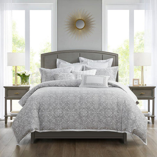 Windham Jacquard Comforter Set Grey Olliix.com