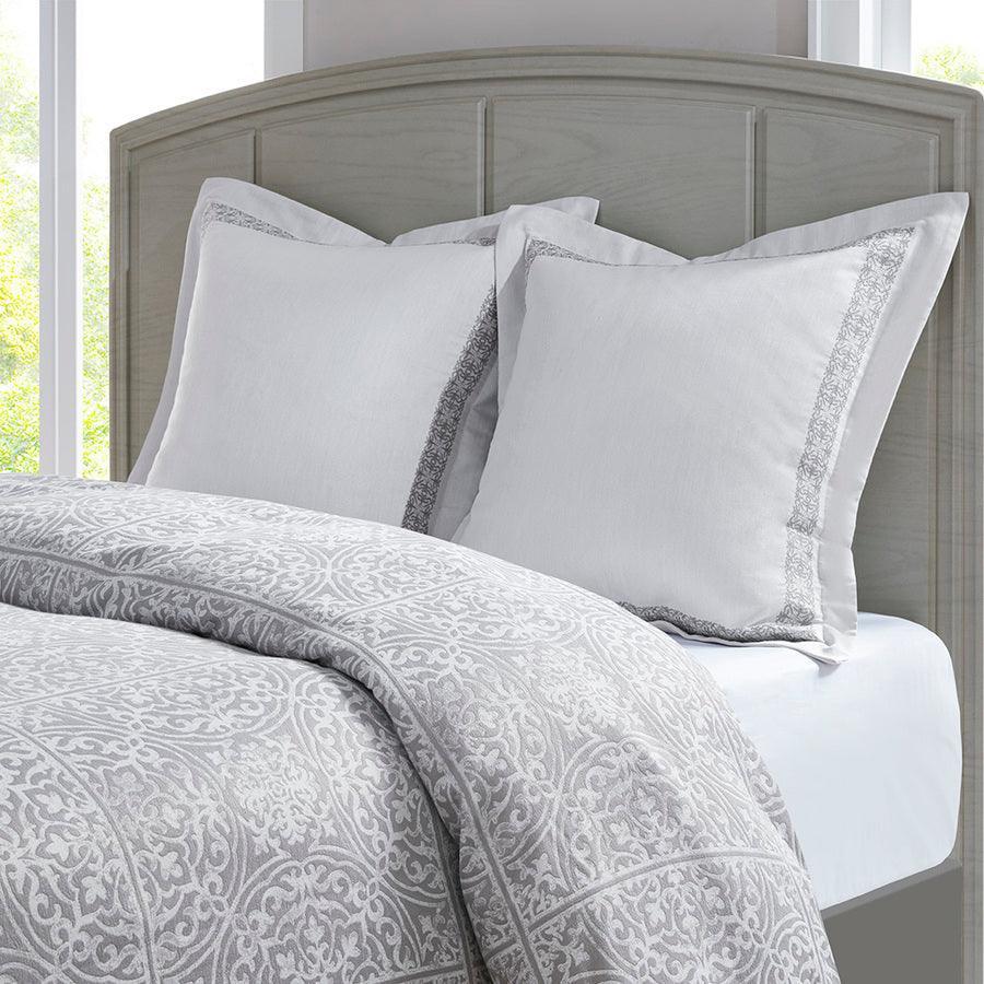 Windham Jacquard Comforter Set Grey Olliix.com