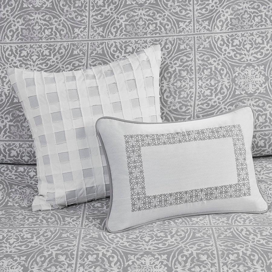 Windham Jacquard Comforter Set Grey Olliix.com