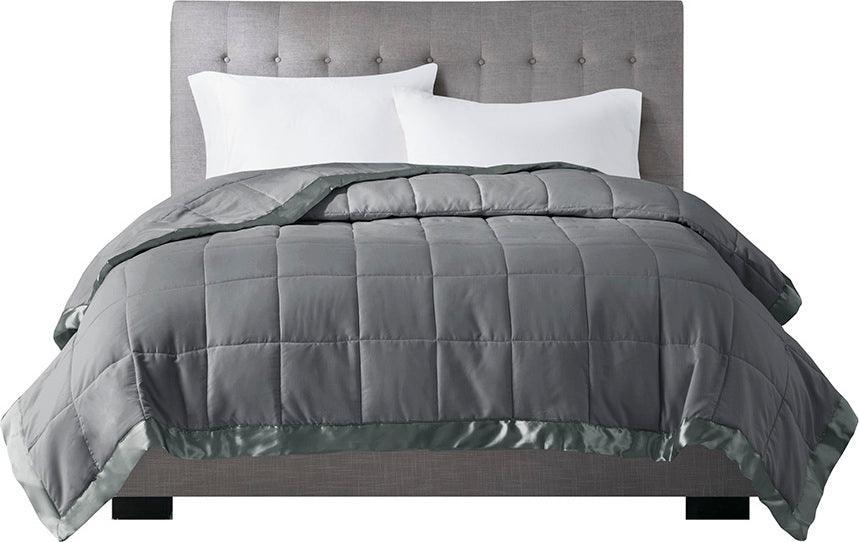 Windom Casual All Season Microfiber Down Alt Blanket with 3M Scotchgard Full/Queen Charcoal Olliix.com