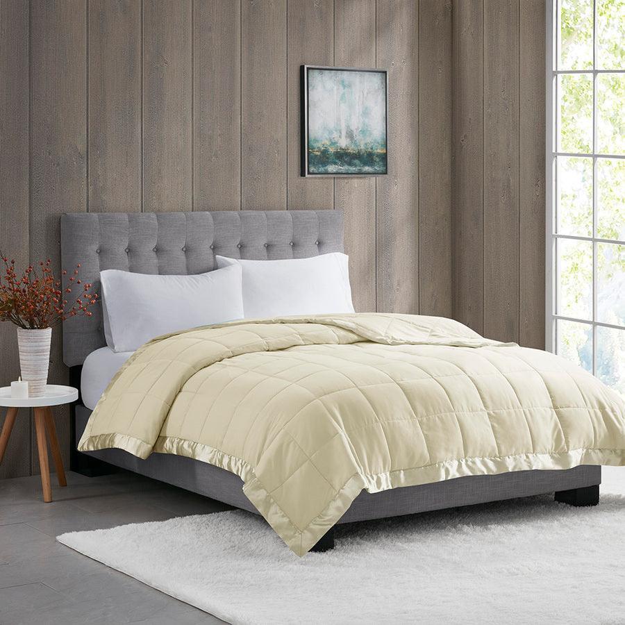 Windom Casual All Season Microfiber Down Alt Blanket with 3M Scotchgard Full/Queen Ivory Olliix.com