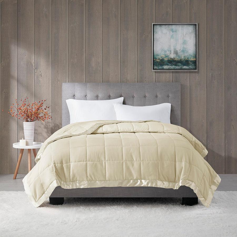 Windom Casual All Season Microfiber Down Alt Blanket with 3M Scotchgard Full/Queen Ivory Olliix.com