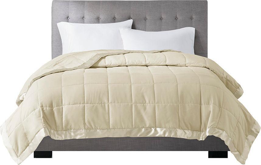 Windom Casual All Season Microfiber Down Alt Blanket with 3M Scotchgard Full/Queen Ivory Olliix.com