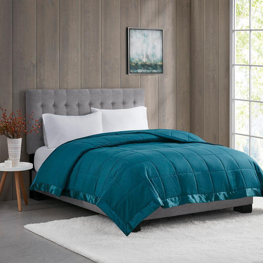 Windom Casual All Season Microfiber Down Alt Blanket with 3M Scotchgard Full/Queen Teal Olliix.com