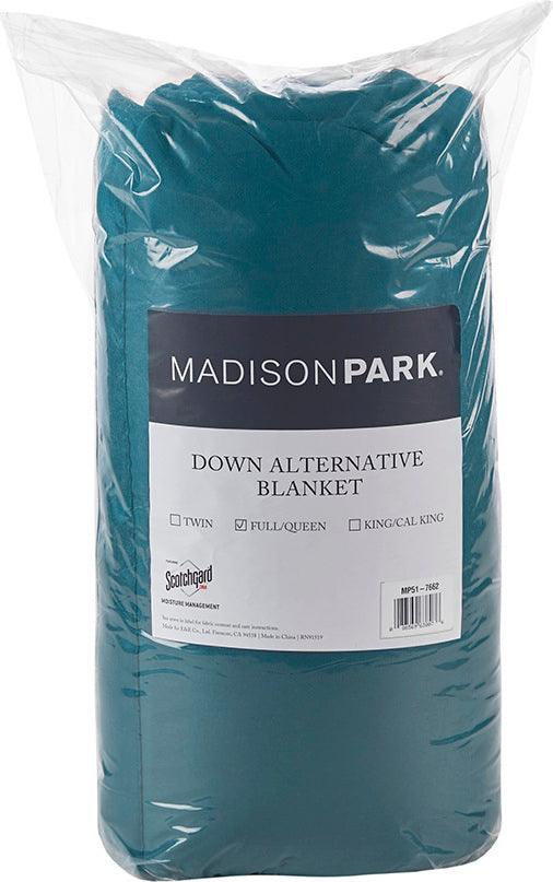 Windom Casual All Season Microfiber Down Alt Blanket with 3M Scotchgard Full/Queen Teal Olliix.com