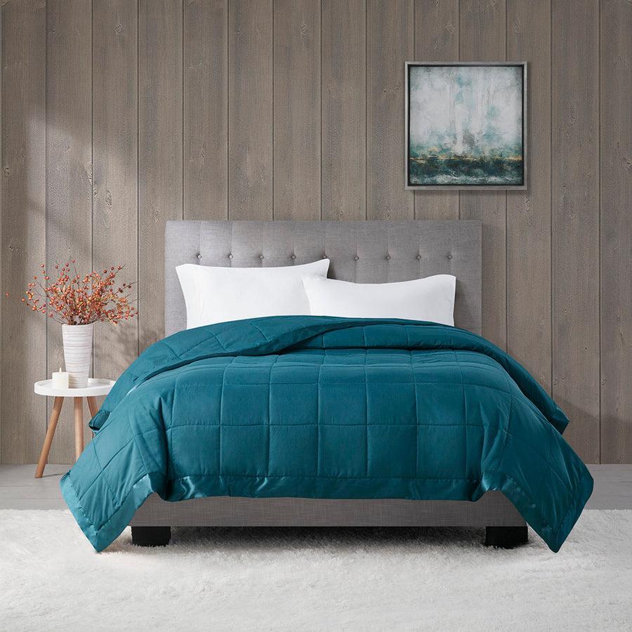 Windom Casual All Season Microfiber Down Alt Blanket with 3M Scotchgard Full/Queen Teal Olliix.com