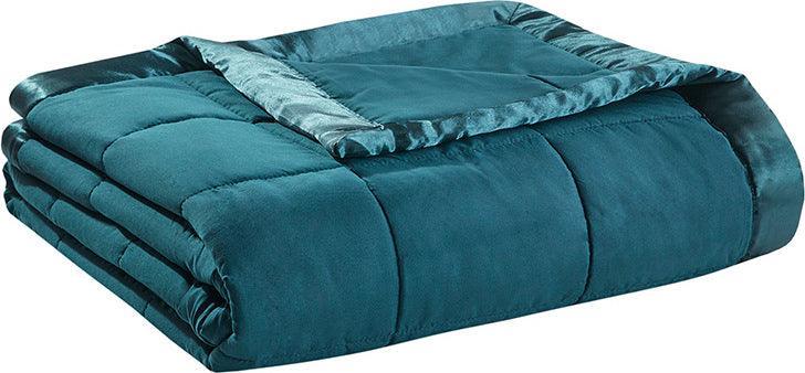 Windom Casual All Season Microfiber Down Alt Blanket with 3M Scotchgard Full/Queen Teal Olliix.com