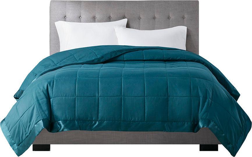 Windom Casual All Season Microfiber Down Alt Blanket with 3M Scotchgard Full/Queen Teal Olliix.com