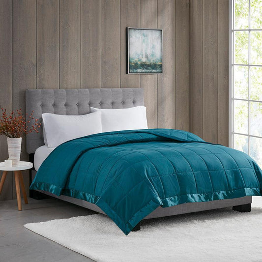 Windom Casual All Season Microfiber Down Alt Blanket with 3M Scotchgard King Teal Olliix.com