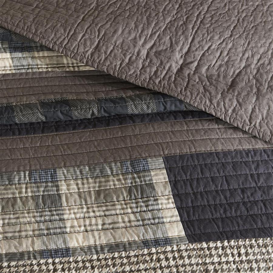 Winter Lodge/Cabin Plains 1 Cotton Oversized Quilt Mini Set King/Cal King Taupe Olliix.com