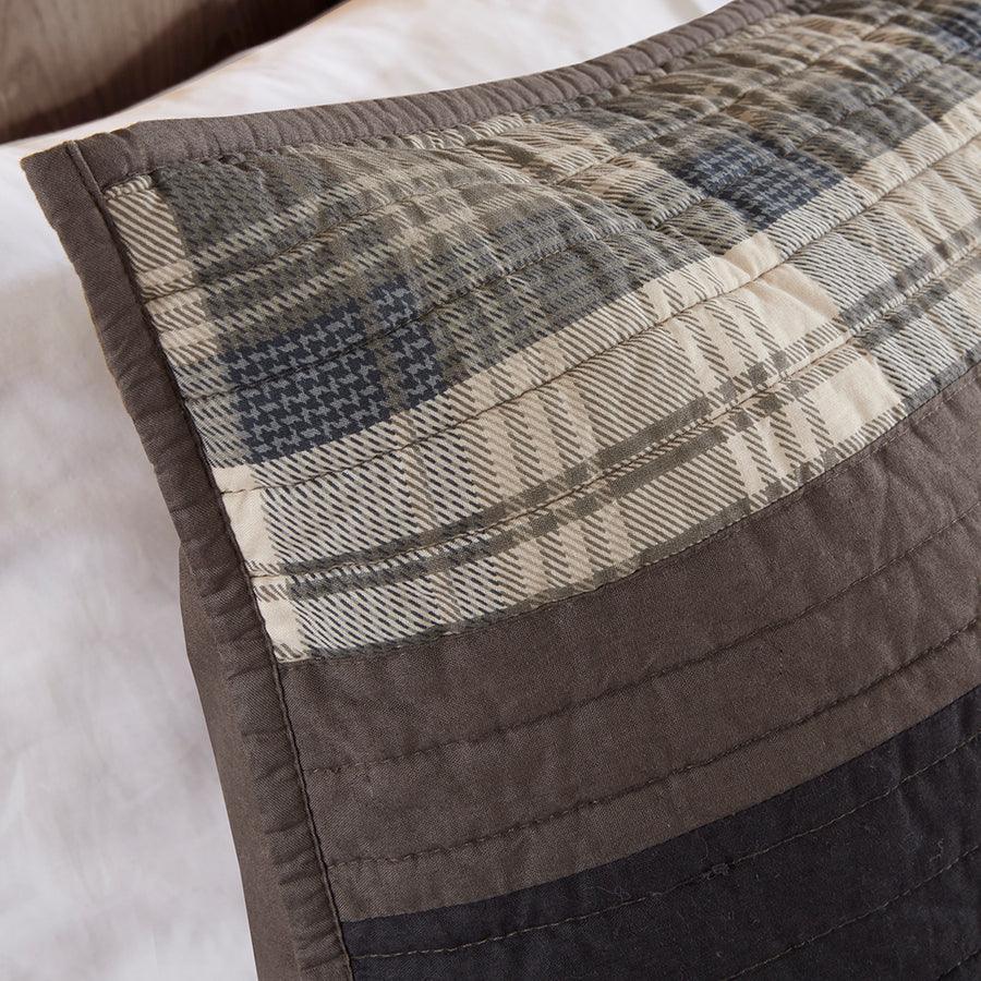 Winter Lodge/Cabin Plains 1 Cotton Oversized Quilt Mini Set King/Cal King Taupe Olliix.com