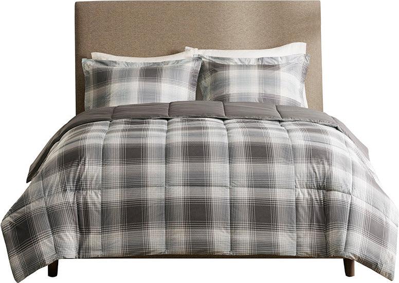 Woodsman Transitional Softspun Down Alternative Comforter Mini Set Gray King Olliix.com