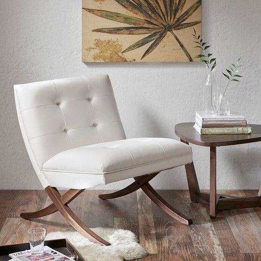 Wynn Tufted Back Armless Accent Chair White Olliix.com