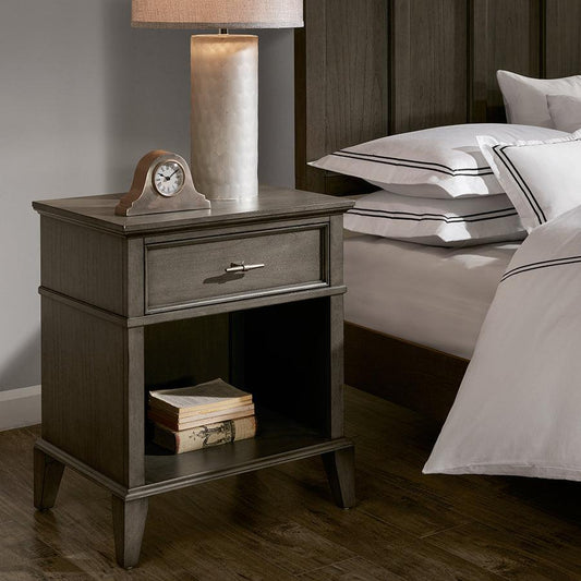 Yardley Transitional 1 Drawer Night Stand 24W x 17D x 28H" Reclaimed Gray Olliix.com