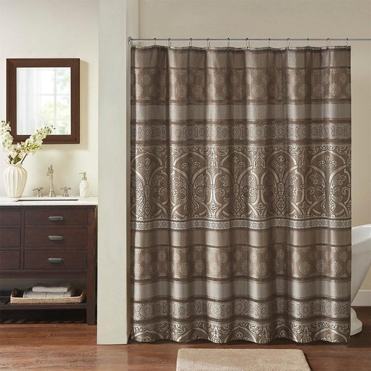 Zara Jacquard Shower Curtain Brown Olliix.com