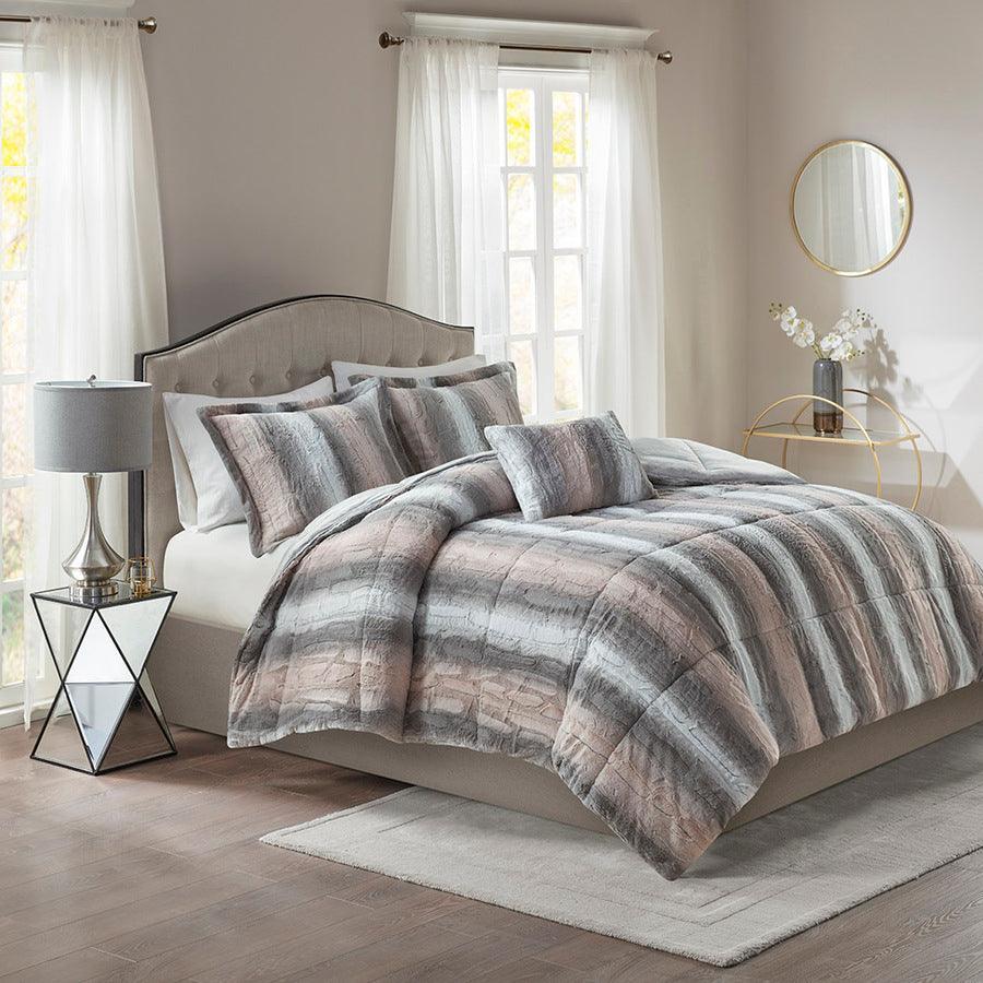 Zuri Full/Queen Comforter (Set) Blush/Gray Olliix.com