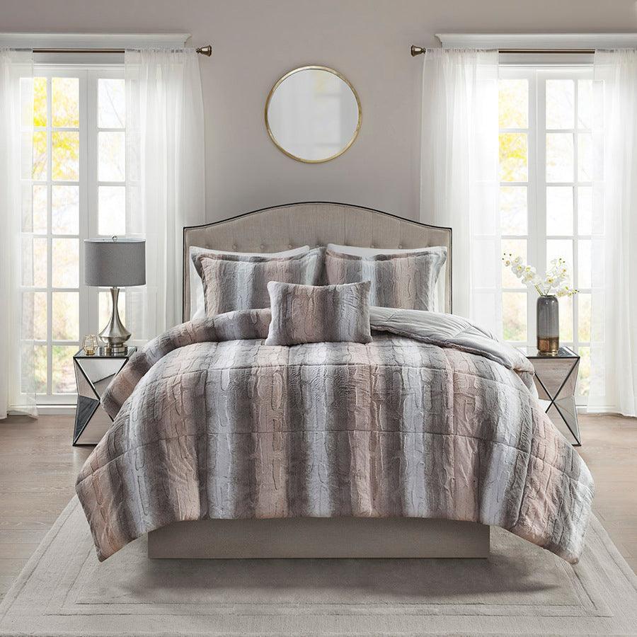 Zuri Full/Queen Comforter (Set) Blush/Gray Olliix.com