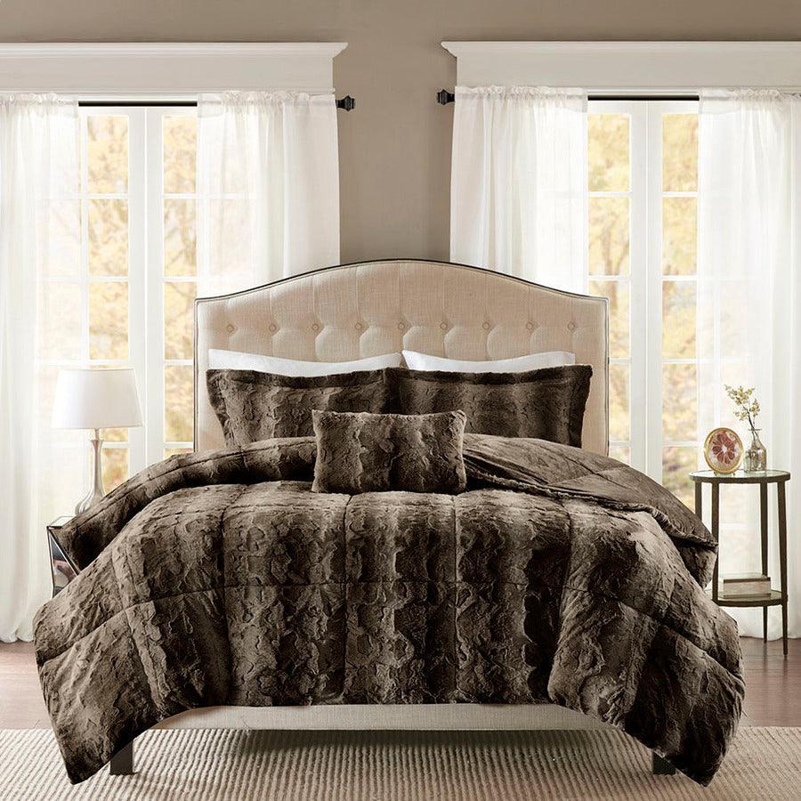 Zuri Full/Queen Comforter (Set) Chocolate Olliix.com