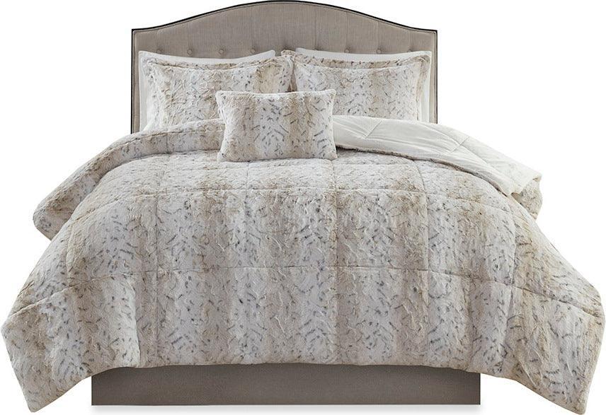 Zuri Full/Queen Comforter (Set) Snow Leopard Olliix.com