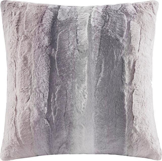 Zuri Glam Faux Fur Square Pillow 20"W x 20"L Blush & Gray Olliix.com