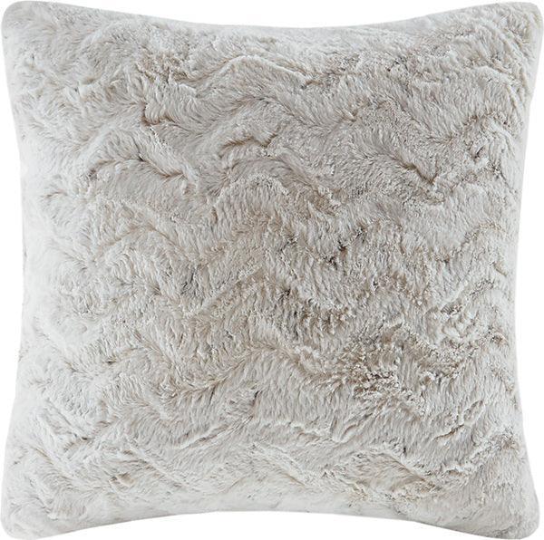 Zuri Glam/Luxury Faux Fur Square Pillow 20"W x 20"L Snow Leopard Olliix.com