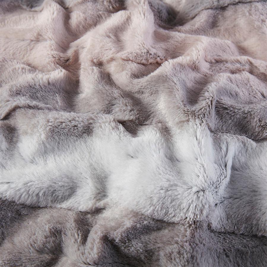 Zuri Glam/Luxury Oversized Faux Fur Throw 60"W x 70"L Blush & Gray Olliix.com