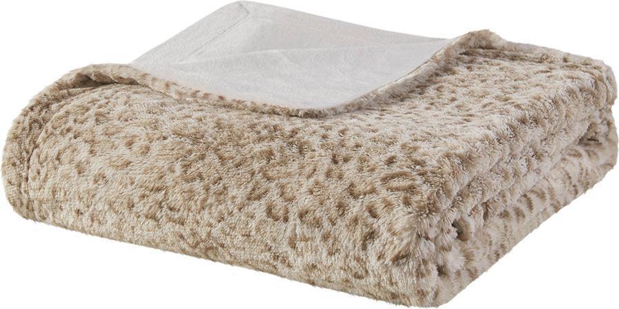 Zuri Glam/Luxury Oversized Faux Fur Throw 60"W x 70"L Leopard Olliix.com