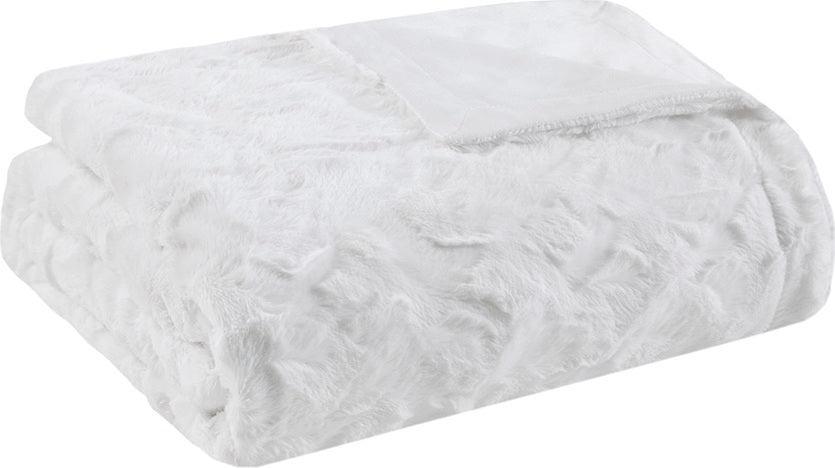 Zuri Glam/Luxury Oversized Faux Fur Throw 60x70" White Olliix.com