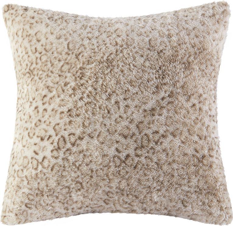 Zuri Luxury Faux Fur Square Pillow 20"W x 20"L Leopard Olliix.com