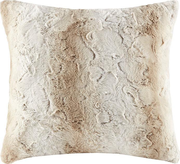 Zuri Luxury Faux Fur Square Pillow 20"W x 20"L Sand Olliix.com