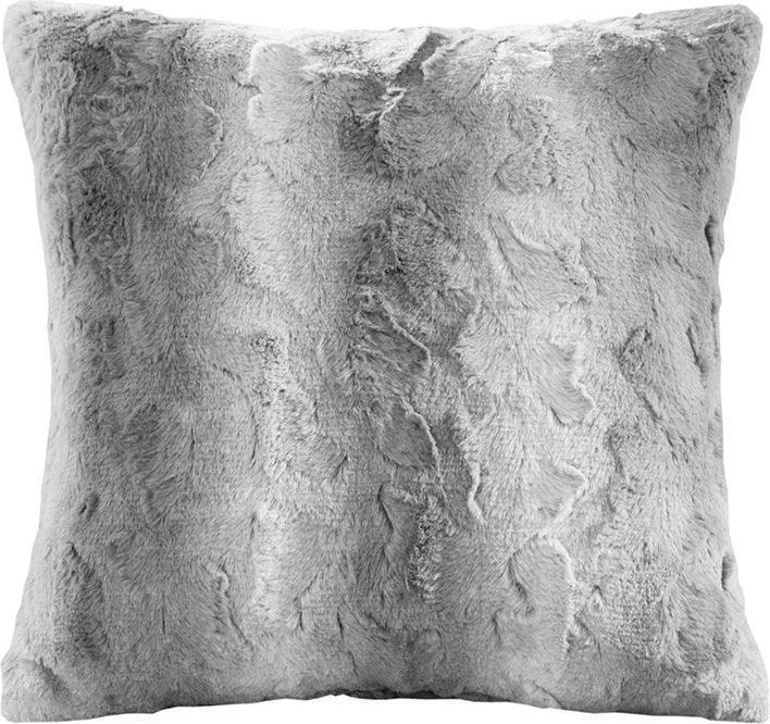 Zuri Luxury Faux Fur Square Pillow 20x20" Gray Olliix.com