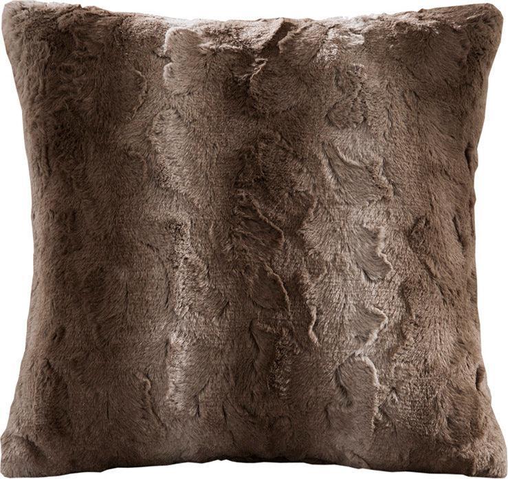 Zuri Luxury Faux Fur Square Pillow 20x20" Tan Olliix.com