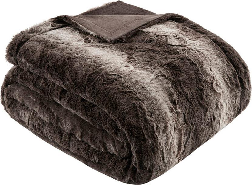 Zuri Oversized Faux Fur Throw Brown Olliix.com