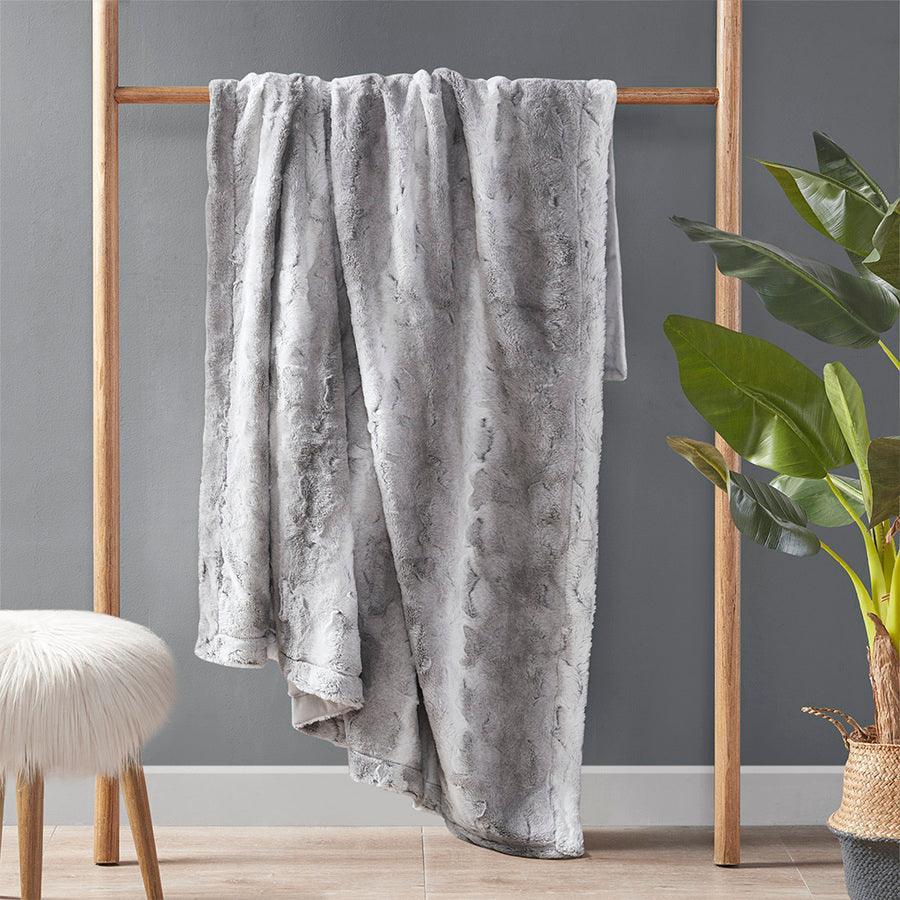 Zuri Oversized Faux Fur Throw Grey Olliix.com