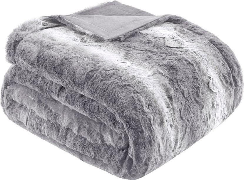 Zuri Oversized Faux Fur Throw Grey Olliix.com