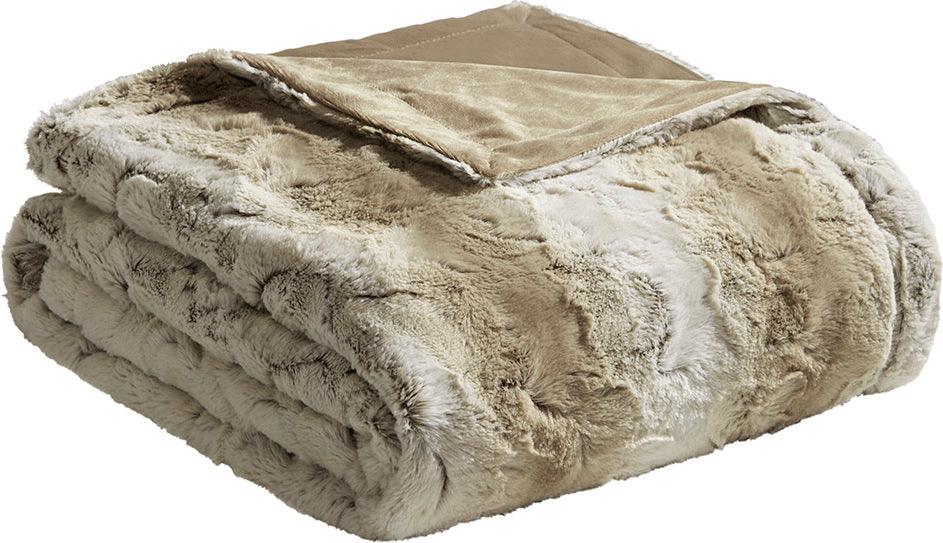 Zuri Oversized Faux Fur Throw Sand Olliix.com