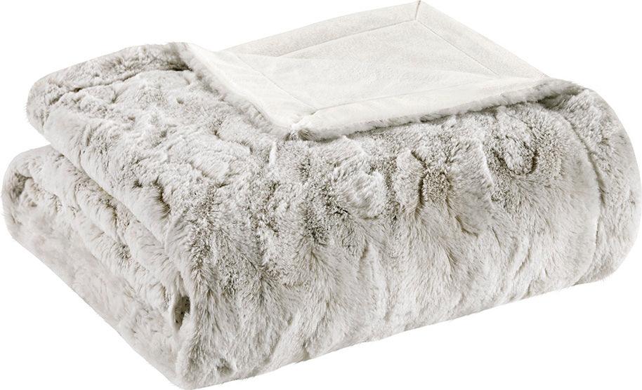 Zuri Oversized Faux Fur Throw Snow Leopard Olliix.com