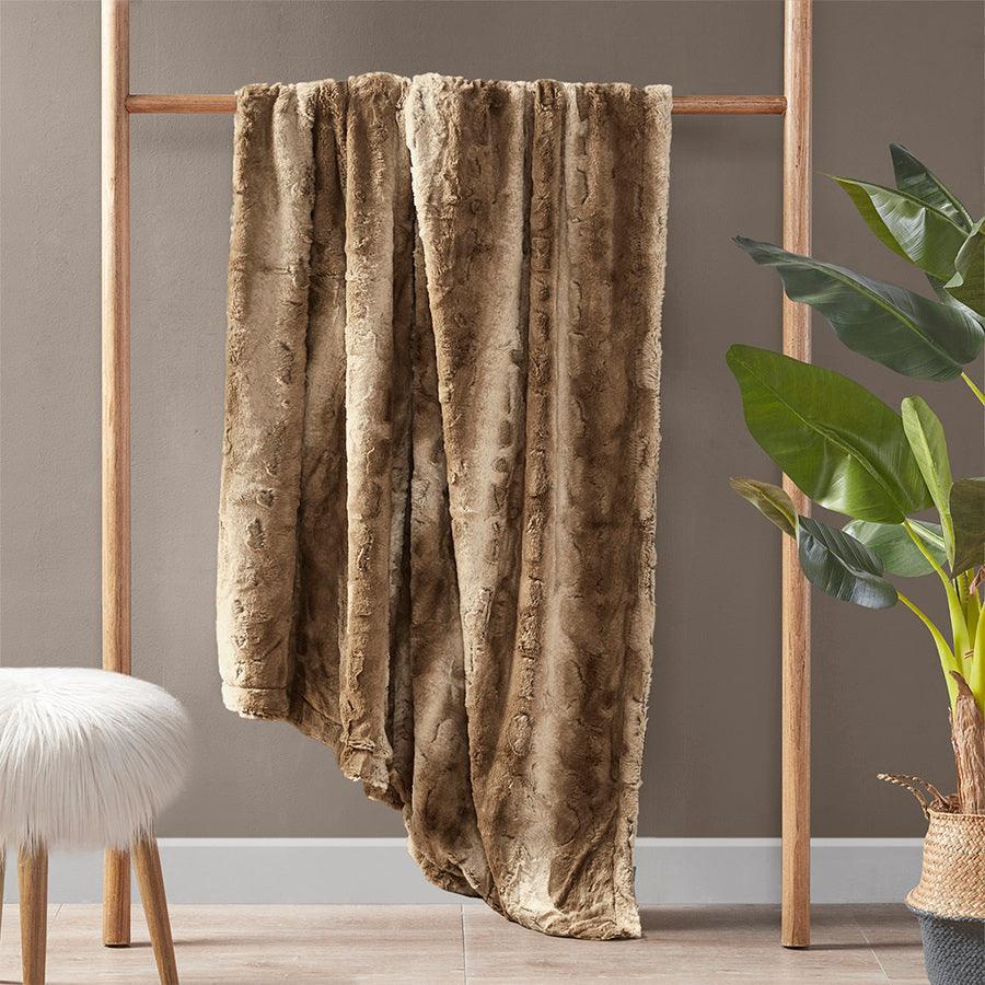 Zuri Oversized Faux Fur Throw Tan Olliix.com